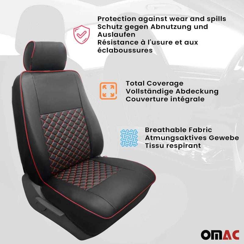 2014-2024 RAM ProMaster Leather Custom fit Car Seat Covers Black Red