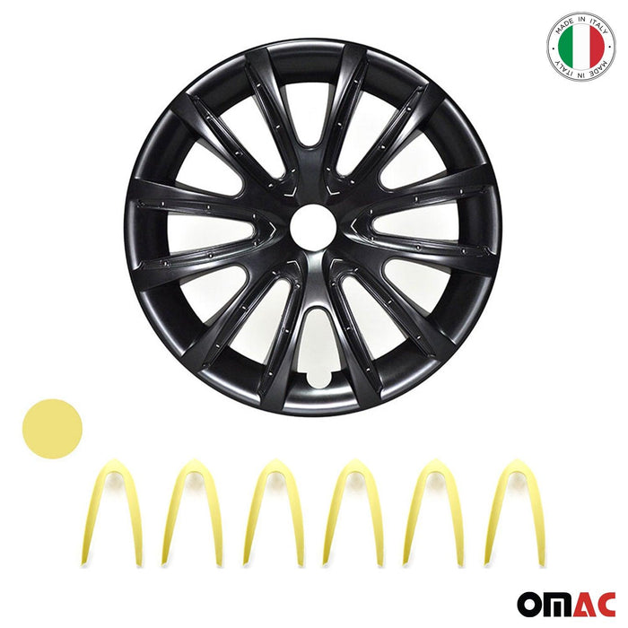 15" Wheel Covers Hubcaps for Audi Black Yellow Gloss - OMAC USA