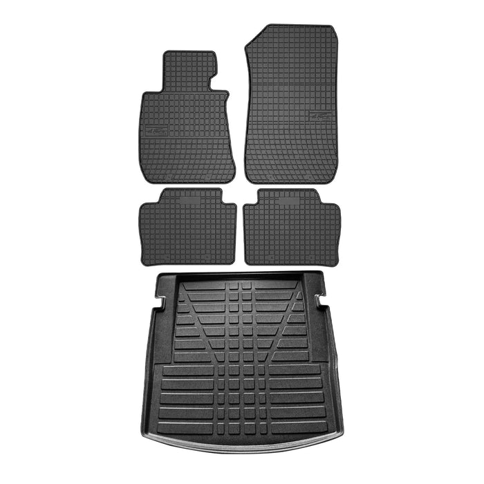 Floor Mats Cargo Liner Set for BMW 3 Series F30 2014-2018 Black All-Weather TPE