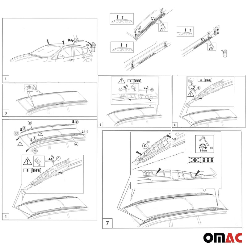 2013-2019 Ford Escape Roof Rack Rails Side Rails Silver