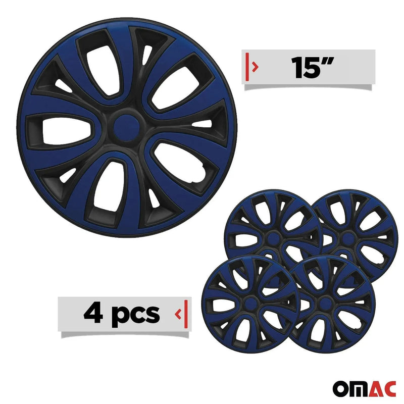 15" Wheel Covers Hubcaps R15 for Toyota Black Matt Dark Blue Matte - OMAC USA