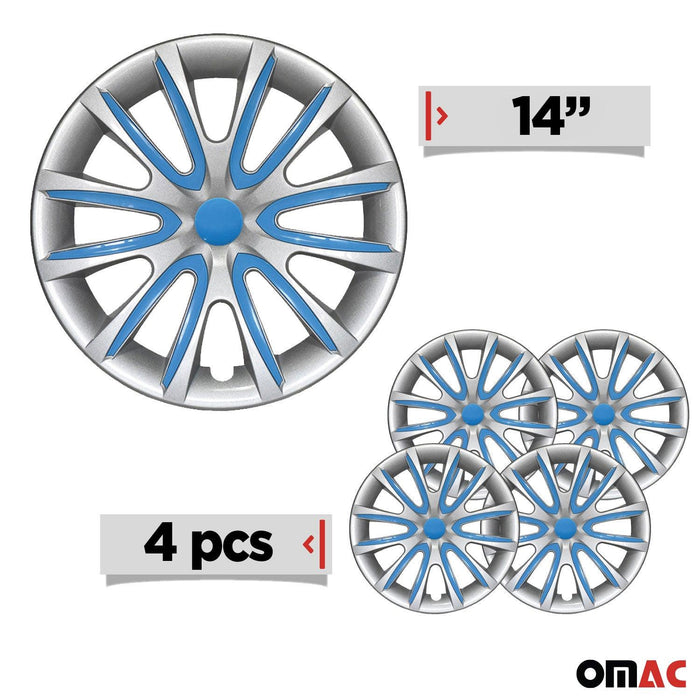 14" Wheel Covers Hubcaps for Ford Grey Blue Gloss