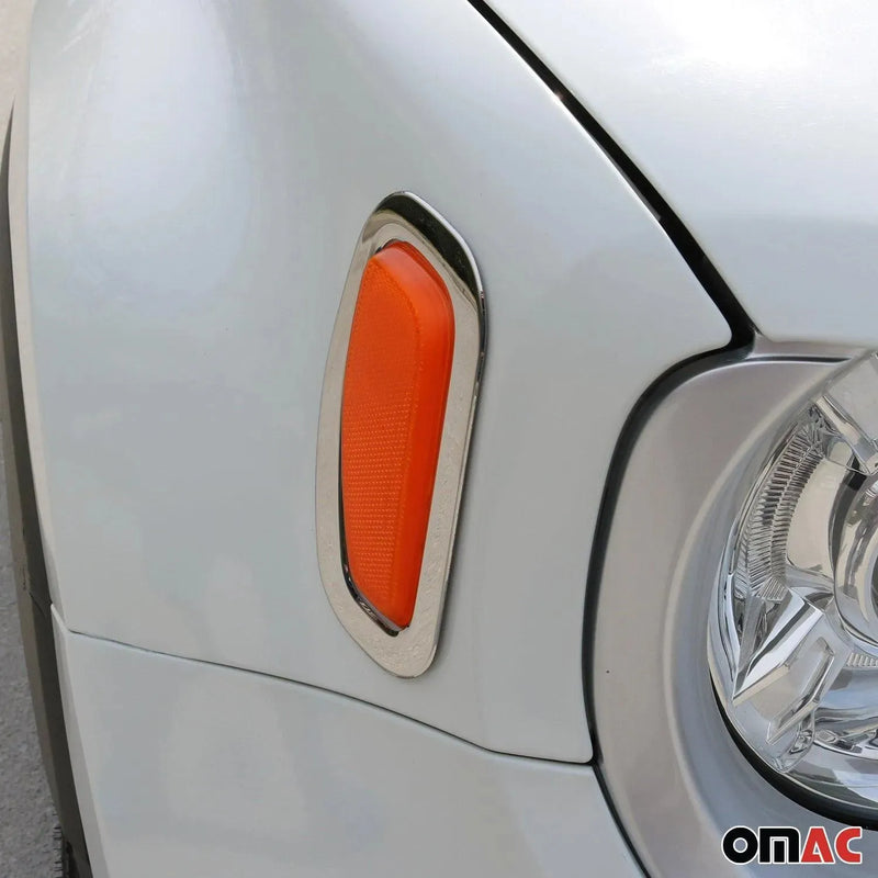 Side Indicator Signal Trim Cover for Jeep Renegade 2015-2023 Silver Steel 2 Pcs - OMAC USA