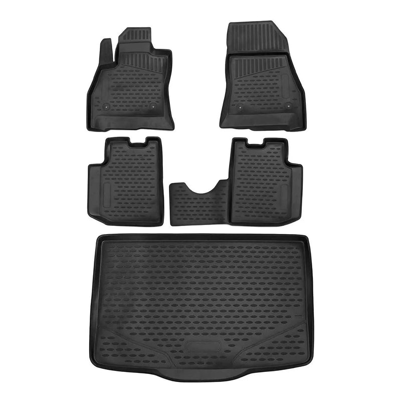 Custom Floor Mats & Cargo Liners for Fiat 500L 2014-2020 Black 5 Pcs - OMAC USA