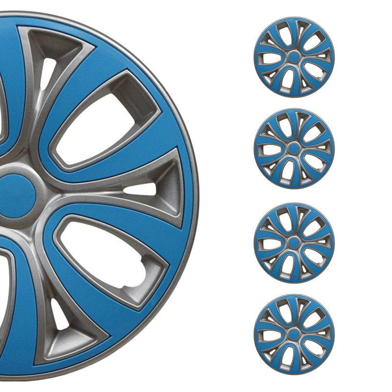 ColorFlex Hub Caps Wheel Cover 16" Gray & Blue Full Set 4 pcs.