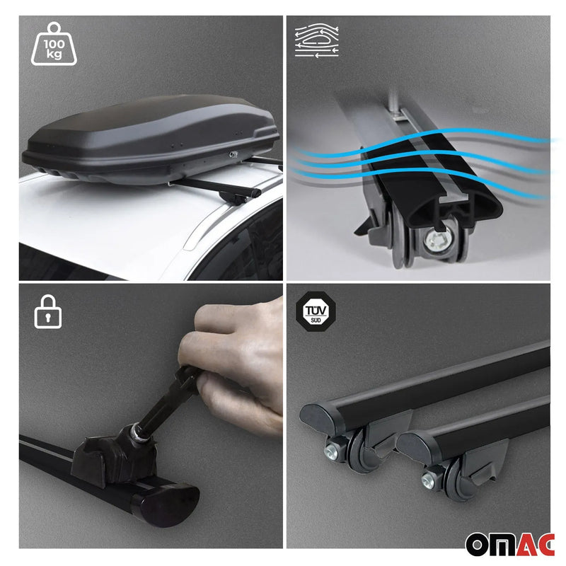 2015-2018 Audi Q3 / Q3 Quattro Roof Rack Cross Bars Black