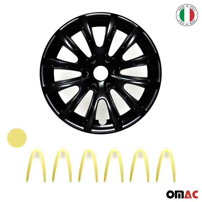 14" Wheel Covers Hubcaps for Honda Black Matt Yellow Matte - OMAC USA