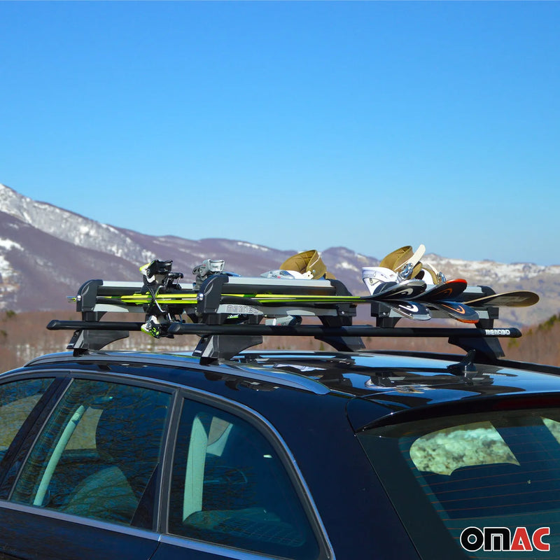 2 Pcs 19.2" Ski Rack Snowboard Carriers Top Holder Roof Rack Lockable