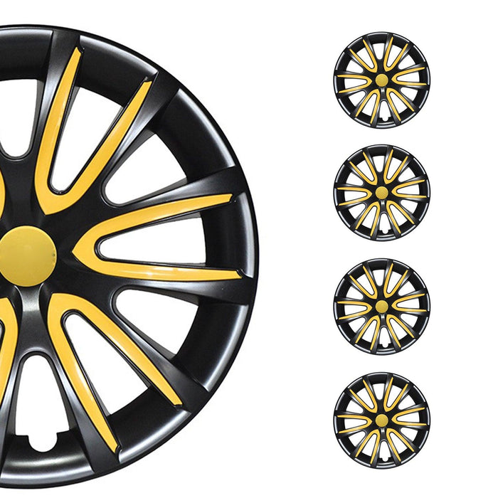 15" Wheel Covers Hubcaps for Nissan Black Yellow Gloss - OMAC USA