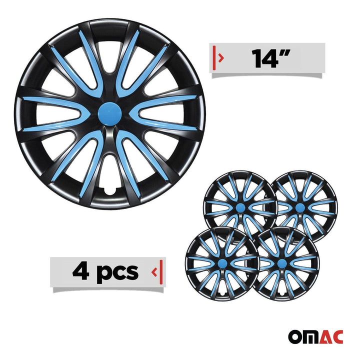 14" Wheel Covers Rims Hubcaps for BMW ABS Black Blue 4Pcs - OMAC USA