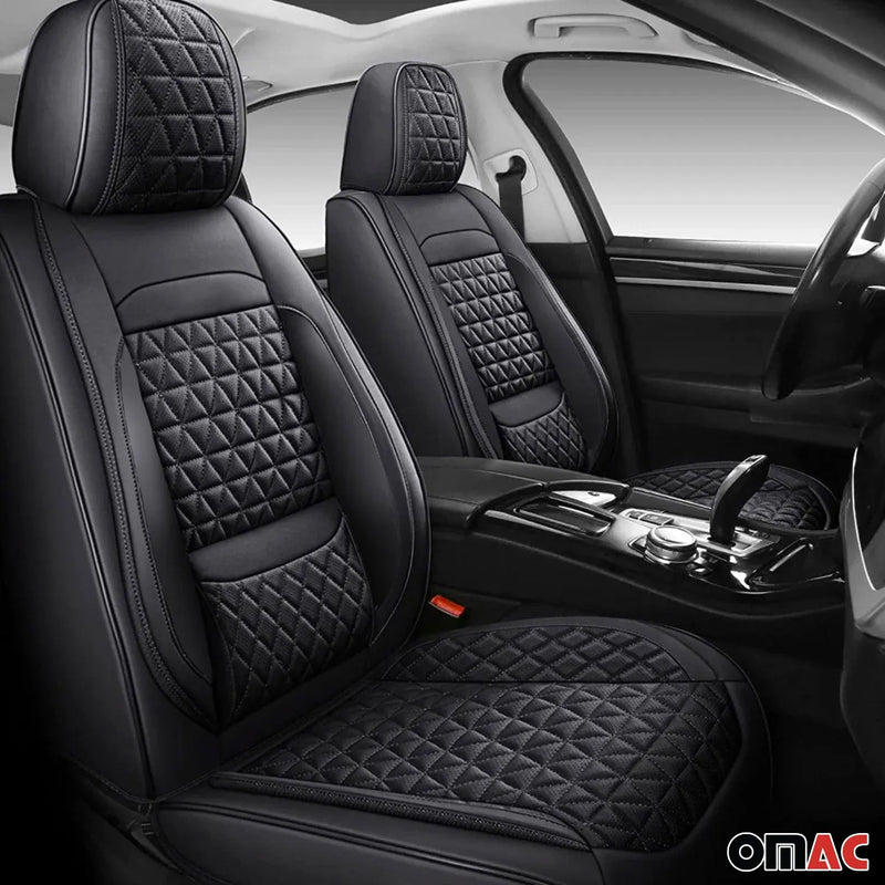 Seat Cover Solutions Leather Car Seat Cover Full Set 5-Seats Front Rear Black