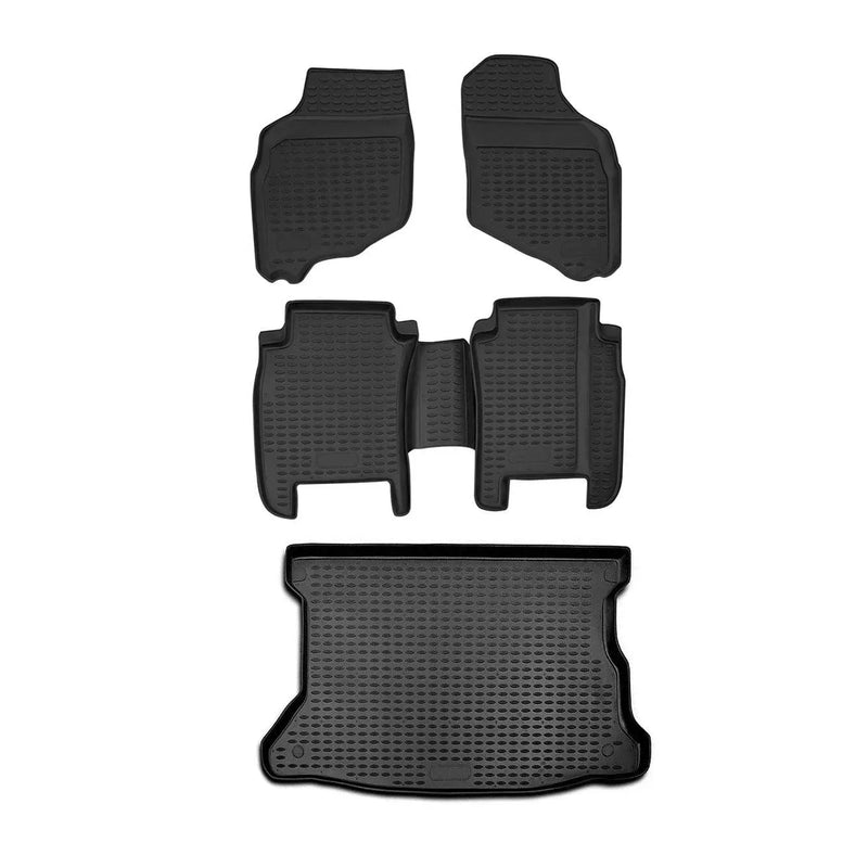 Custom Floor Mats & Cargo Liners for Honda Fit 2007-2008 Black 5 Pcs - OMAC USA