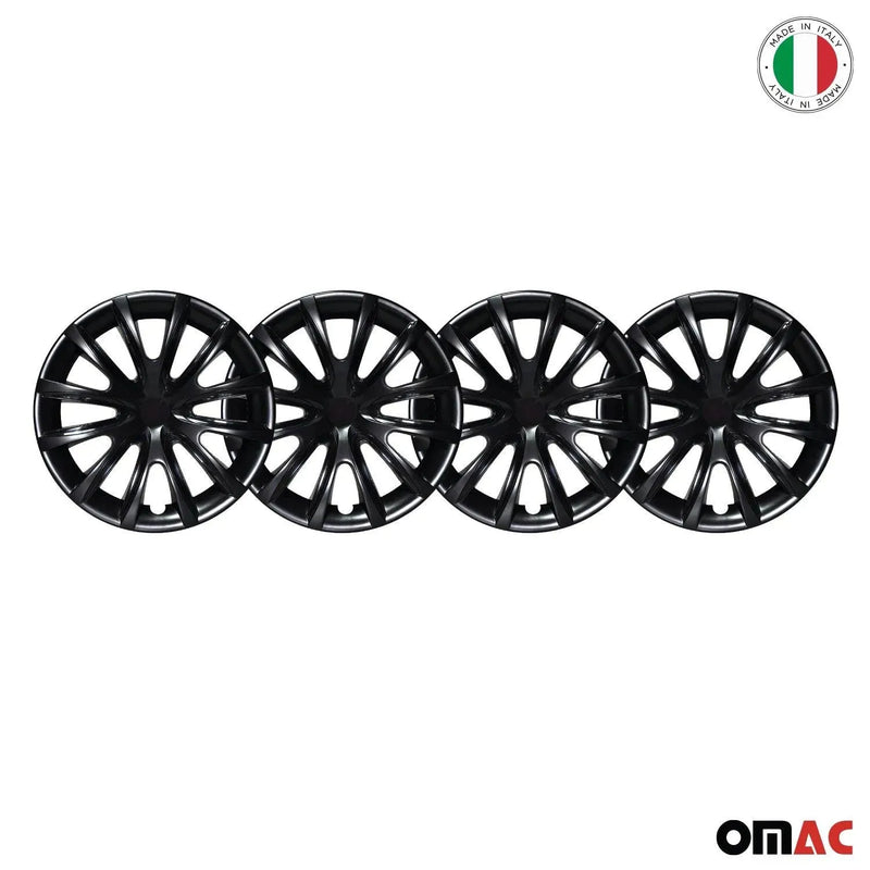 15" Inch Hubcaps Wheel Rim Cover Glossy Black with Black Insert 4pcs Set - OMAC USA