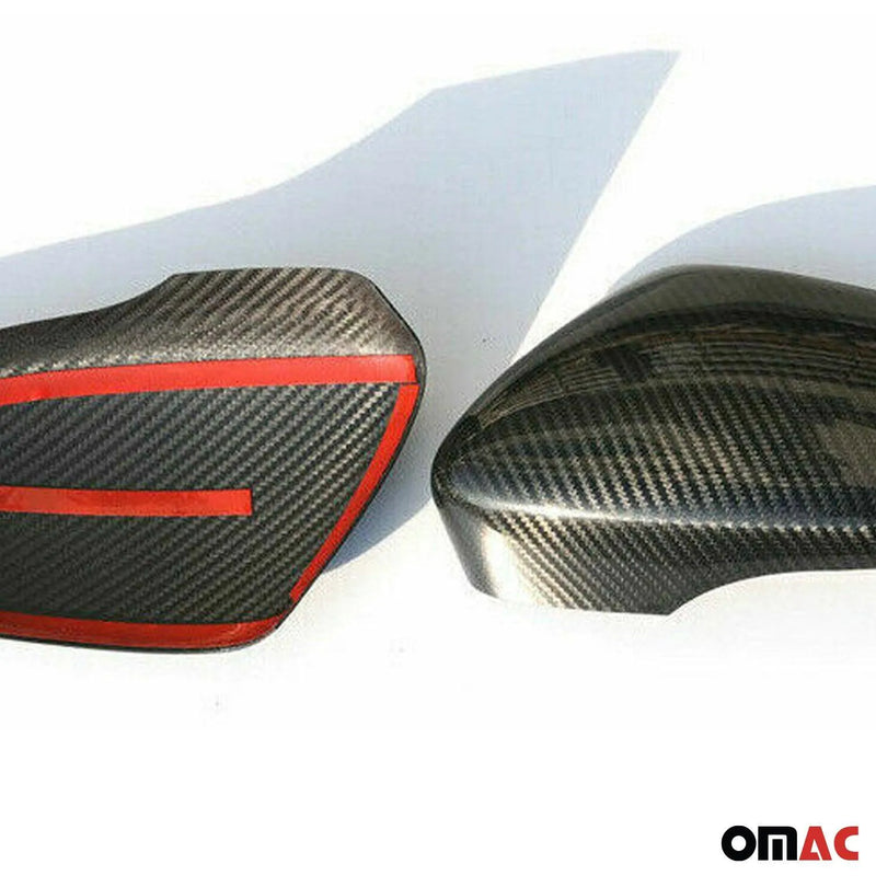 Side Mirror Cover Caps Fits VW EOS 2012-2016 Carbon Fiber Black 2 Pcs - OMAC USA