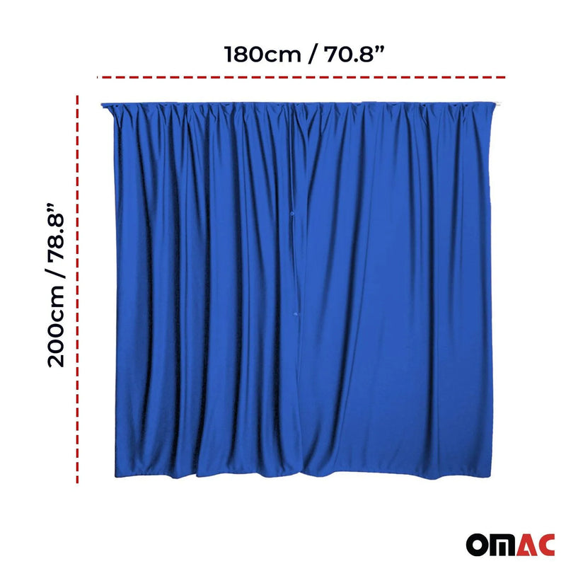 79" x 71" Van Cab Divider Cabin Curtain Campervan Kit Dark Blue