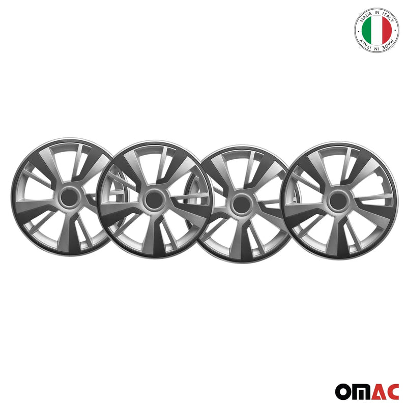 Twintone Hub Caps Wheel Cover 15" Grey & Dark Gray Insert Full Set 4 pcs.