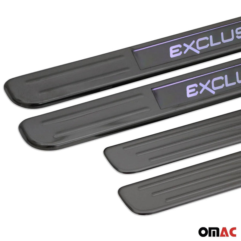 Jeep Door Sill Scuff Plate Illuminated Exclusive Steel Dark 4 Pcs