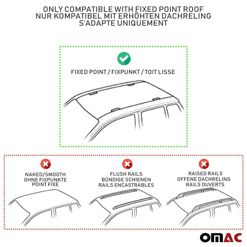 Roof Rack Cross Bars Carrier Aluminium for Fiat 500X 2016-2023 Silver 2Pcs - OMAC USA