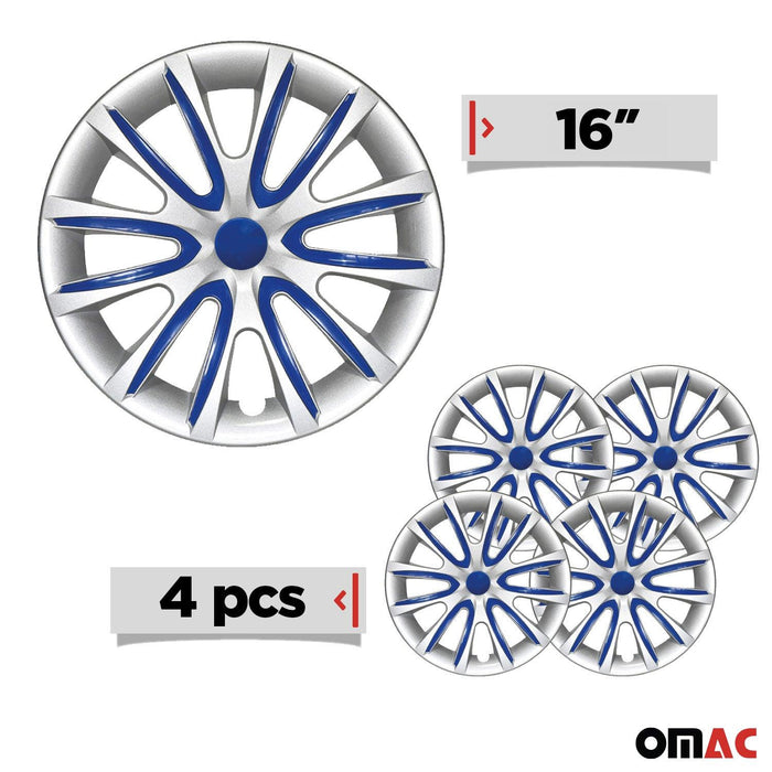 16" Wheel Covers Hubcaps for Hyundai Gray Dark Blue Gloss - OMAC USA
