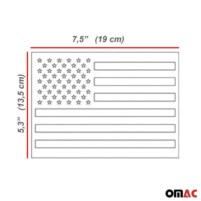 US American Flag Brushed Chrome Decal Car Sticker Emblem Steel