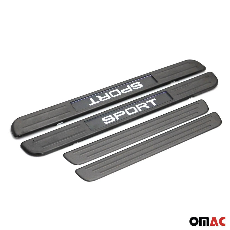 Door Sill Scuff Plate Illuminated for Toyota Brushed Steel Dark 4 Pcs