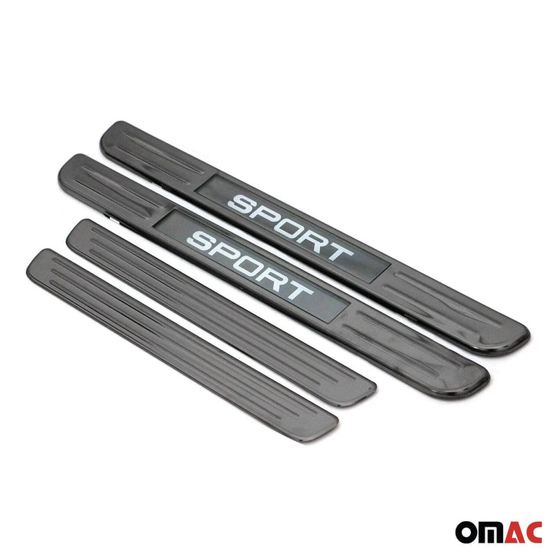 Dark Chrome Illuminated Sport Door Sill Protector Scuff Plate S. Steel 4 Pcs