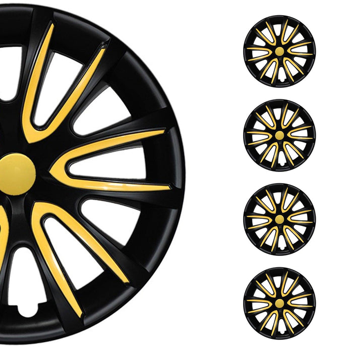 14" Wheel Covers Hubcaps for Ford Fiesta Black Matt Yellow Matte - OMAC USA