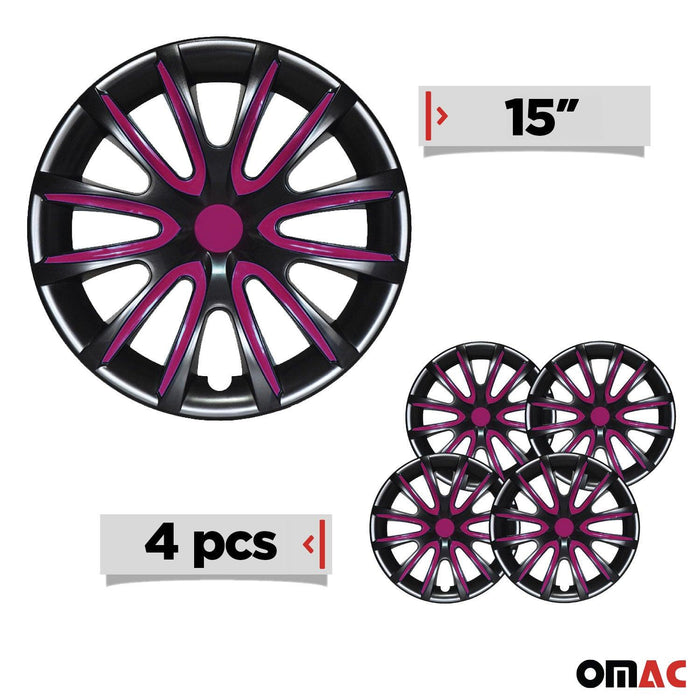 15" Wheel Covers Hubcaps for Ford EcoSport 2018-2022 Black Matt Violet Matte - OMAC USA