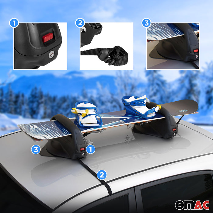 Magnetic Ski Roof Rack Carrier Snowboard for Mini Cooper 2008-2018 Black 2 Pcs