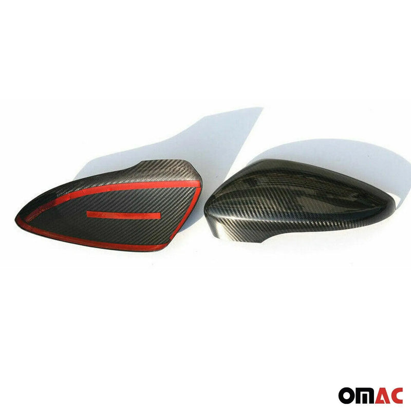 Side Mirror Cover Caps Fits VW CC 2009-2017 Carbon Fiber Black 2 Pcs - OMAC USA