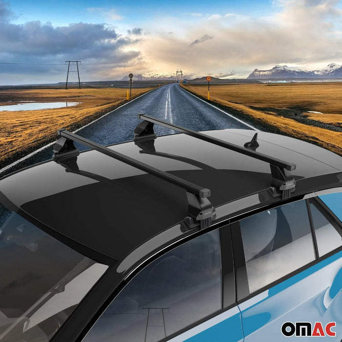 Smooth Roof Rack Cross Bars for BMW 2 Series Active Tourer 2014-2021 Steel Black