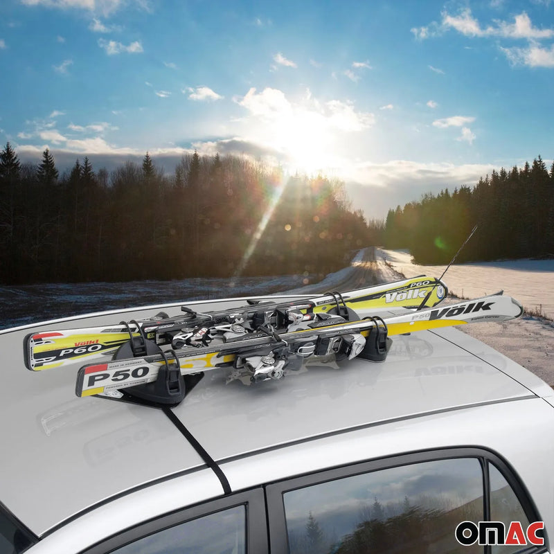 2 Pieces Magnetic Ski Snowboard Racks Roof Mount Car Carrier Black