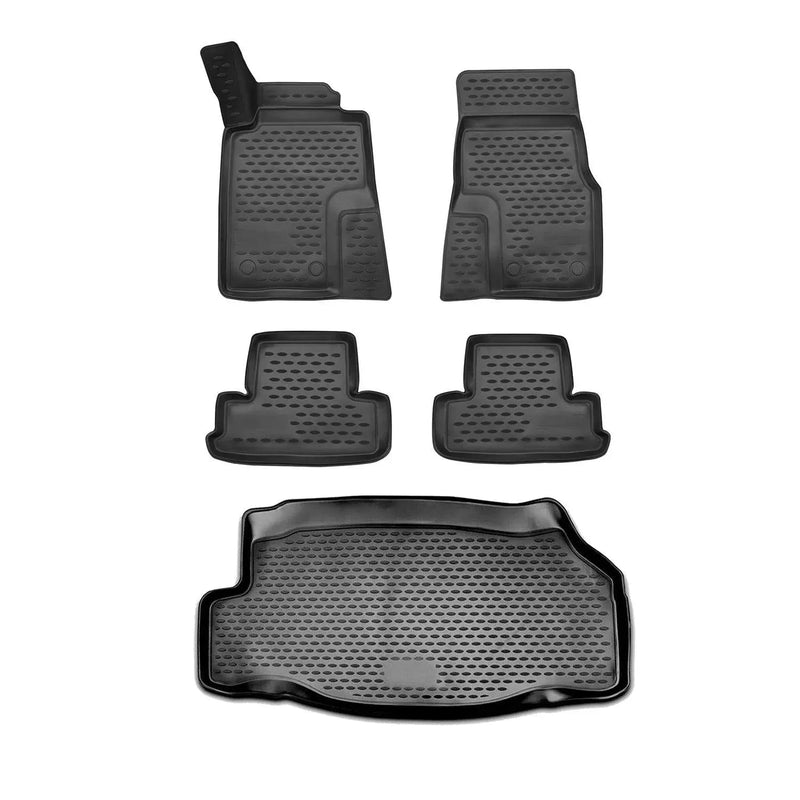 Custom Floor Mats & Cargo Liners for Ford Mustang Coupe 2010-2014 Black 5 Pcs - OMAC USA