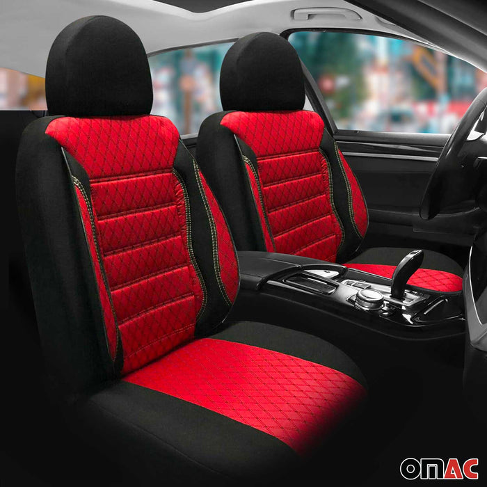 Front Car Seat Covers Protector for Mitsubishi Black Red Cotton Breathable 1Pc