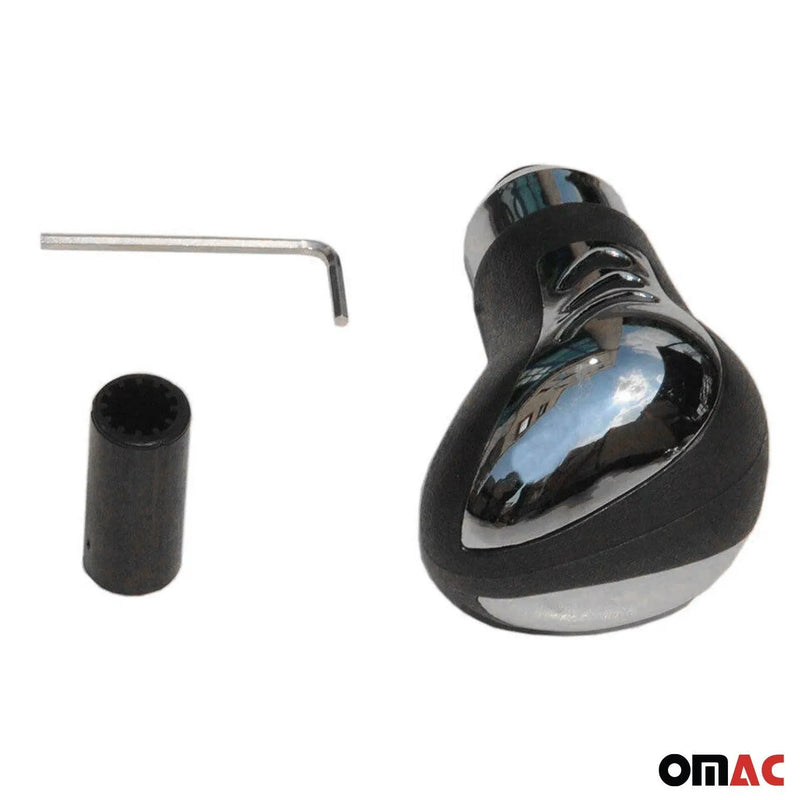 Black PU Leather Chrome Design Auto Car Gear Shift Handle Shifter Knob