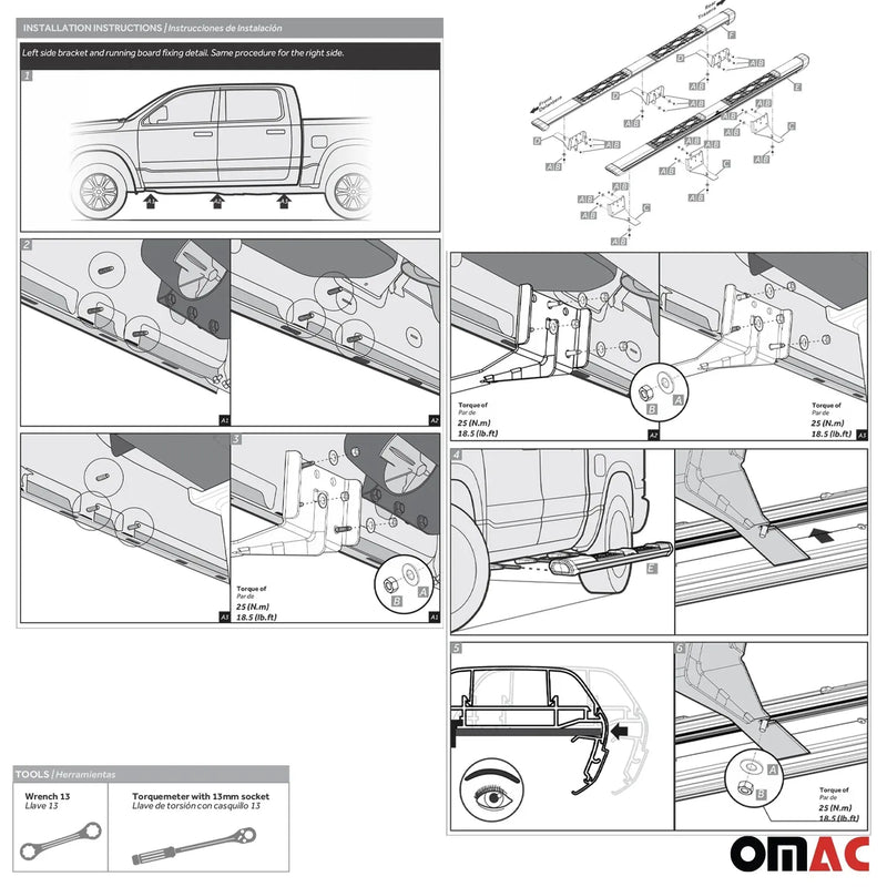 2019-2023 Ram 1500 Quad Cab Running Board Nerf Bar Side Step