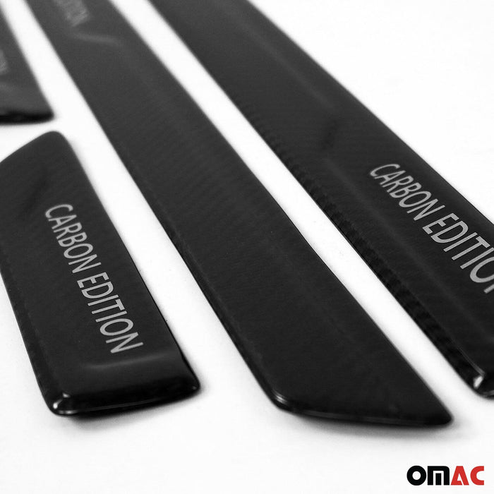 Door Sill Scuff Plate Scratch Protector for Ford Focus Carbon Fiber Black 4 Pcs