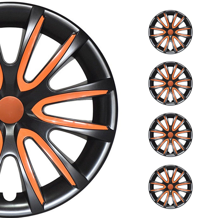 16" Wheel Covers Hubcaps for Hyundai Black Orange Gloss - OMAC USA