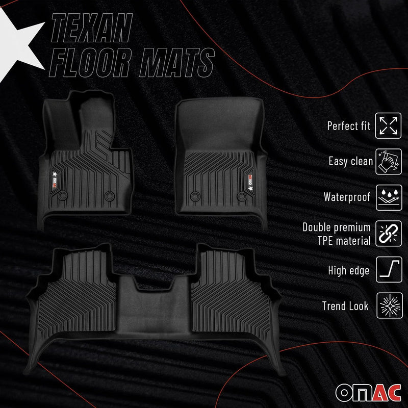 2019-2023 Mercedes G Class W463 Premium Floor Mats Liners First and Second Row Set Black