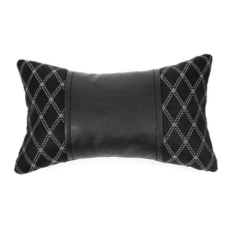 1x Car Seat Neck Pillow Head Shoulder Rest Pad Fabric and PU Leather Black