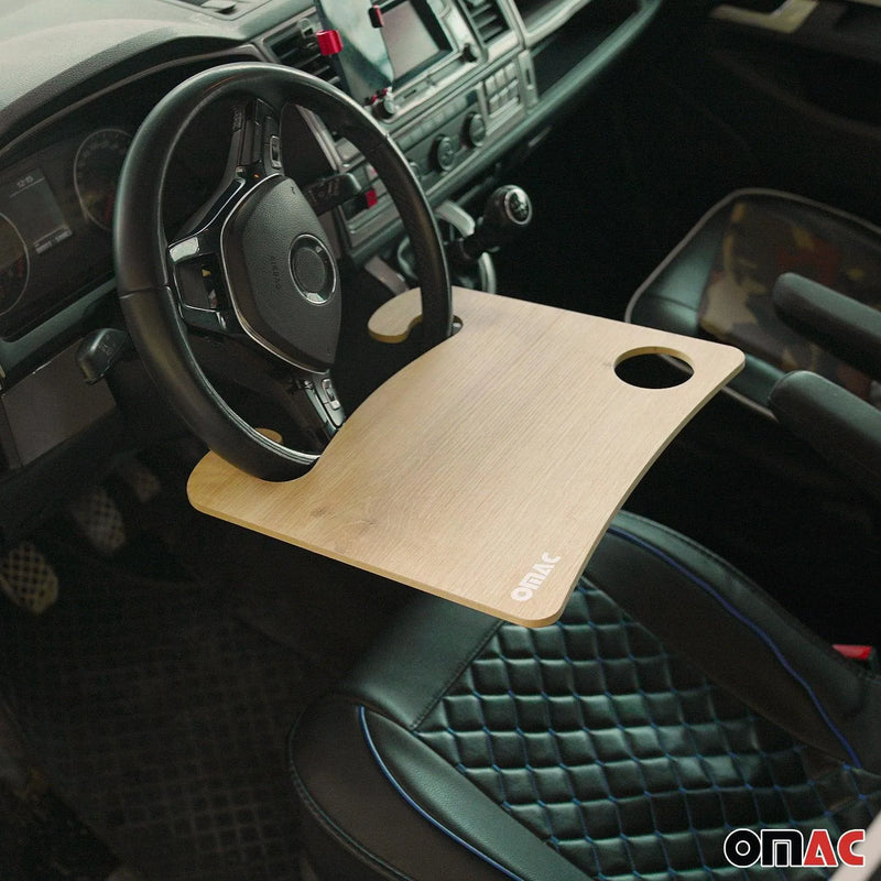 Car Steering Wheel Tray Desk Wooden Handy Food Work Table Laptop Cup Holder