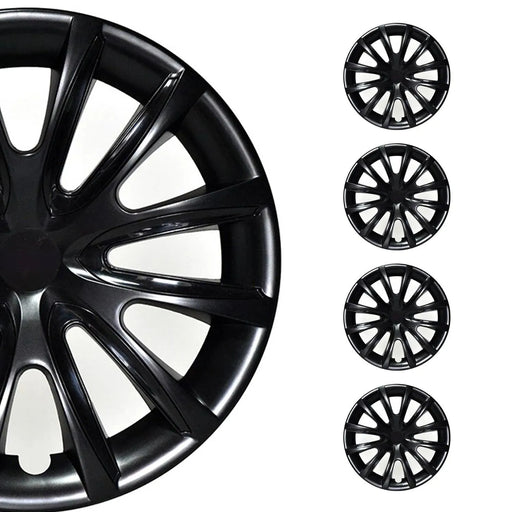 15" Inch Hubcaps Wheel Rim Cover Glossy Black with Black Insert 4pcs Set - OMAC USA