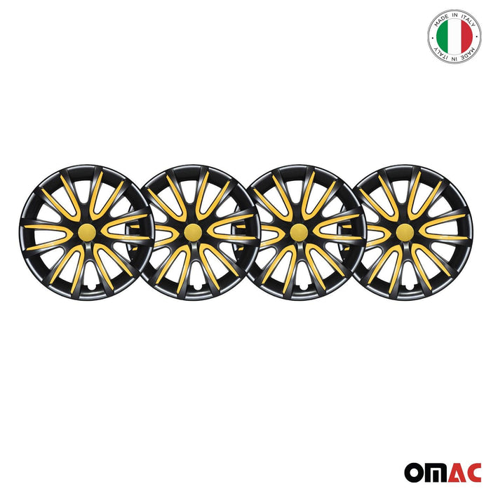 14" Wheel Covers Hubcaps for Ford Black Yellow Gloss - OMAC USA