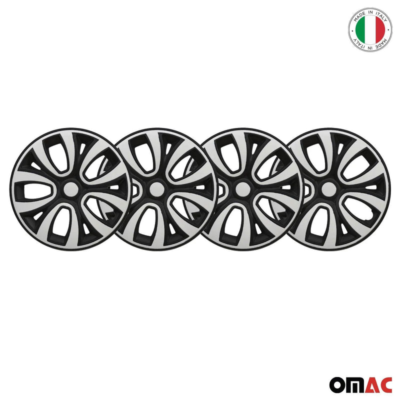 ColorFlex Hub Caps Wheel Cover 16" Black Matt & White Full Set 4 pcs.