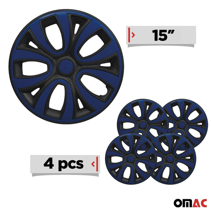15" Wheel Covers Hubcaps R15 for Nissan Black Matt Dark Blue Matte - OMAC USA