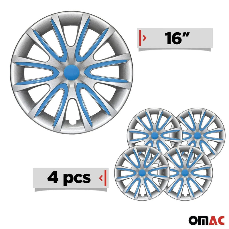 16" Wheel Covers Hubcaps for Hyundai Grey Blue Gloss - OMAC USA