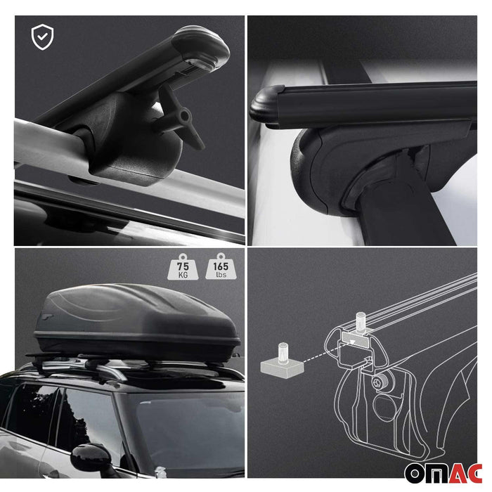 Lockable Roof Rack Cross Bars for Land Rover Discovery Sport 2015-2019 Black - OMAC USA