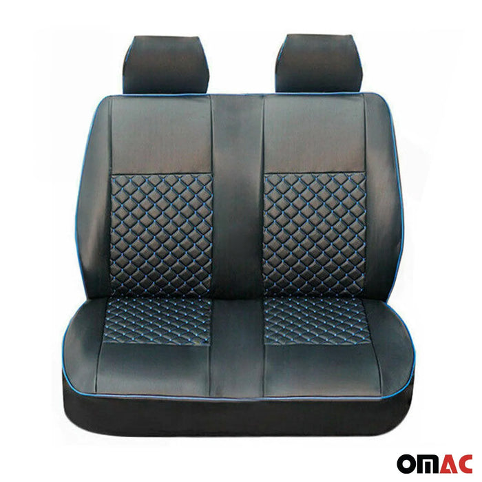 Leather Front Car Seat Covers Protector for Ford Transit 2015-2024 Black Blue