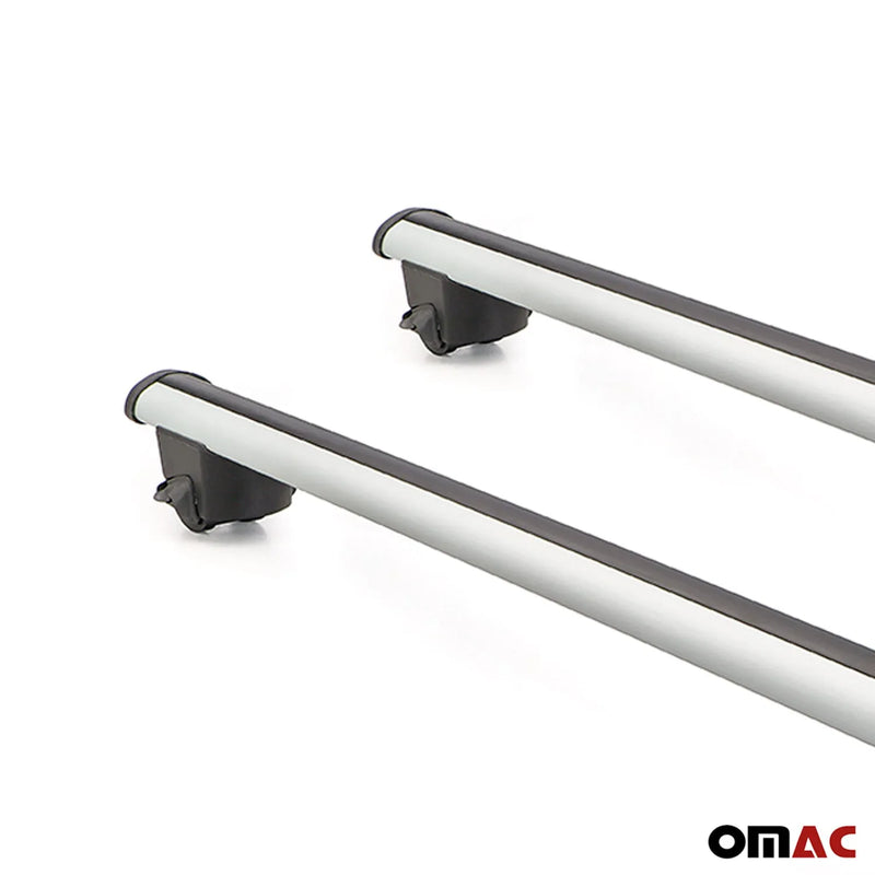 Roof Rack Cross Bars Carrier Rails Roof Bar Aluminium 2 Pcs Lockable Silver