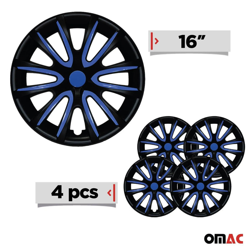 16" Wheel Covers Hubcaps for Ford F-Series Black Matt Dark Blue Matte - OMAC USA